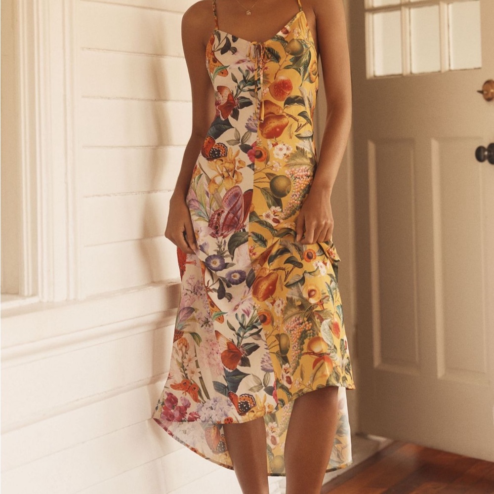 Anthropologie LyreBird Silky MIDI dress NWT